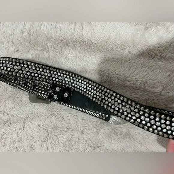 - Studded Black Belt with Silver Buckle - Picture 7 of 7
